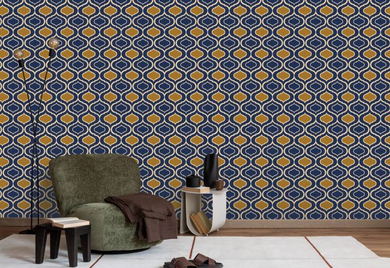 Yksinkertainen Ogee Gold Retro taustakuva 
