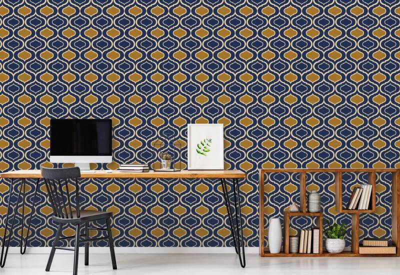 Yksinkertainen Ogee Gold Retro taustakuva 