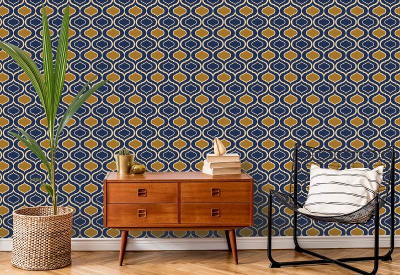 Enkelt Ogee Gold Retro Bakgrunn 