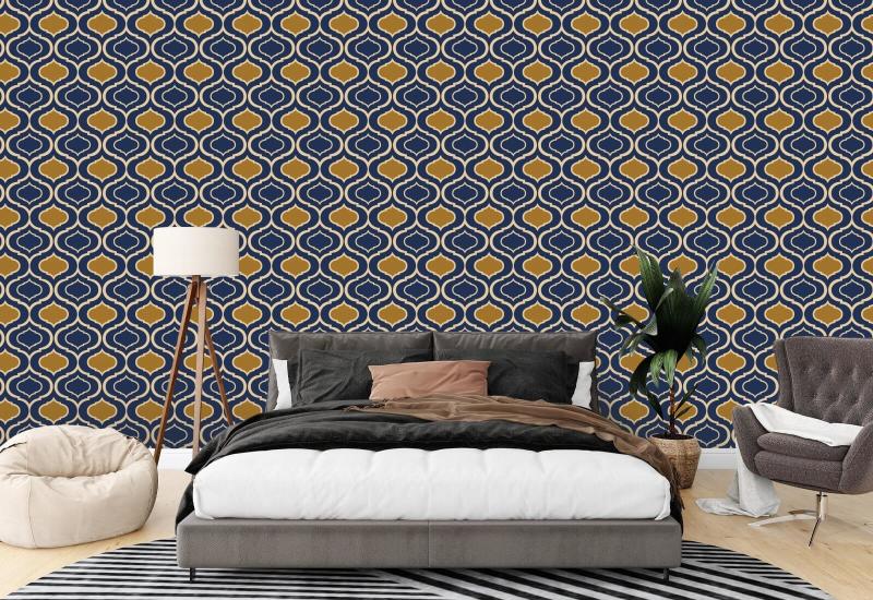 Eenvoudig Ogee Gold Retro behang 