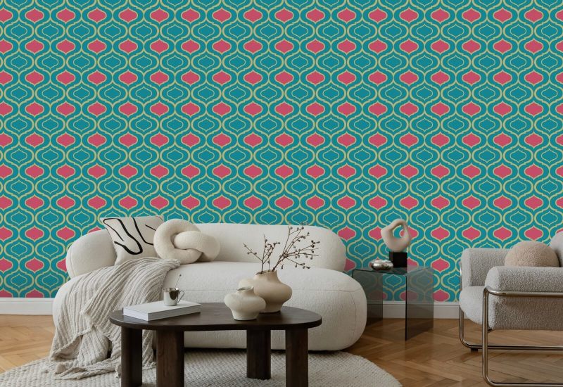 Simple Ogee Pink Pattern Wallpaper