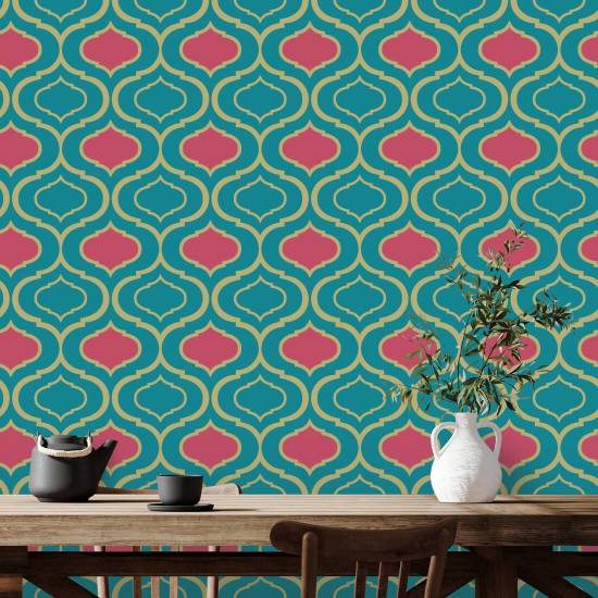 Simple Ogee Pink Pattern Wallpaper