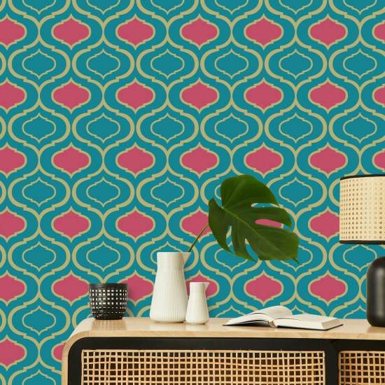Simple Ogee Pink Pattern Wallpaper