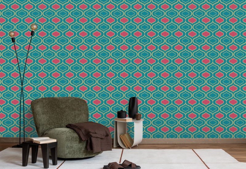 Simple Ogee Pink Pattern Wallpaper