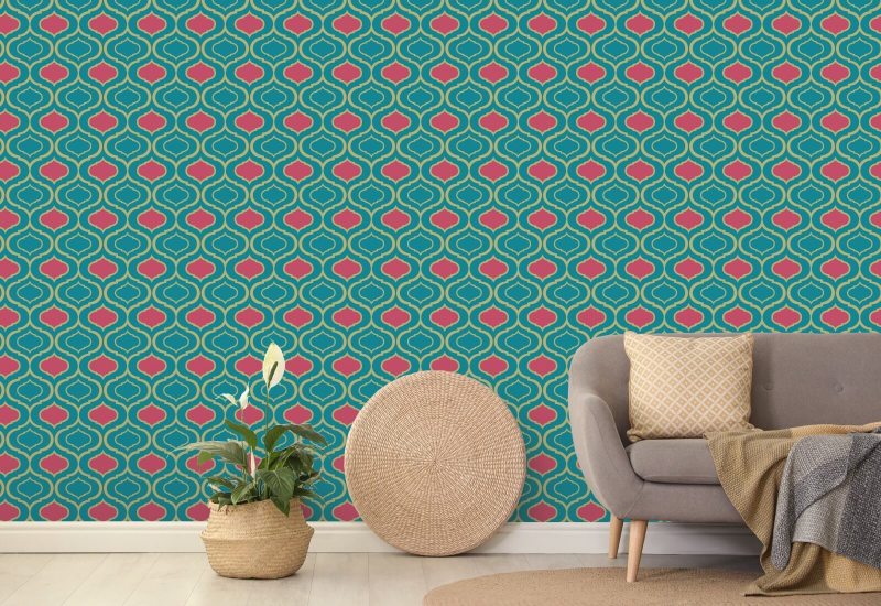 Simple Ogee Pink Pattern Wallpaper