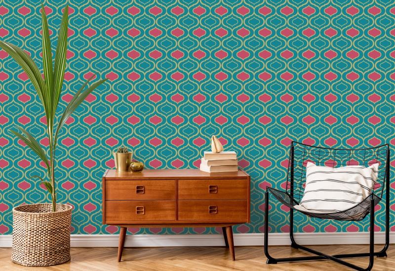 Simple Ogee Pink Pattern Wallpaper