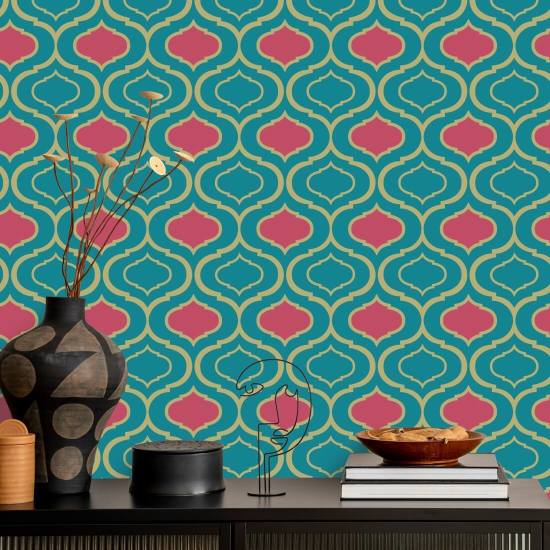 Enkel Ogee Rosa Mönster Bakgrund