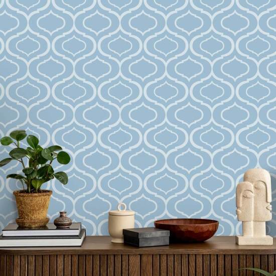 Simple Ogee Blue Retro Wallpaper 
