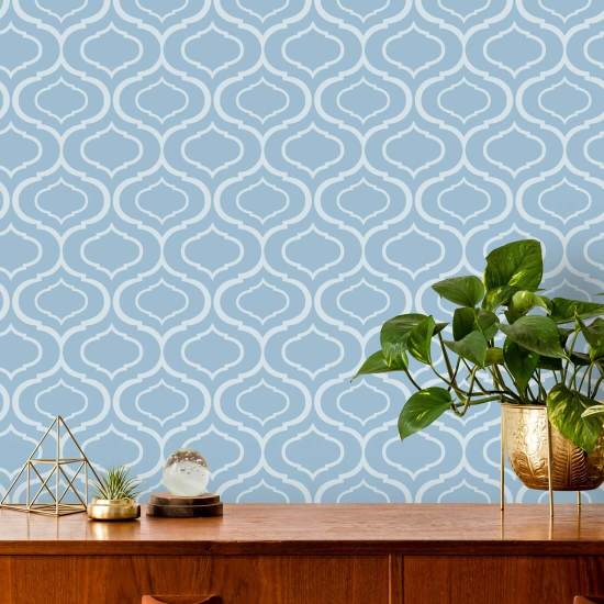 Simple Ogee Blue Retro Wallpaper 