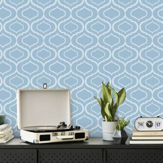 Simple Ogee Blue Retro Wallpaper 