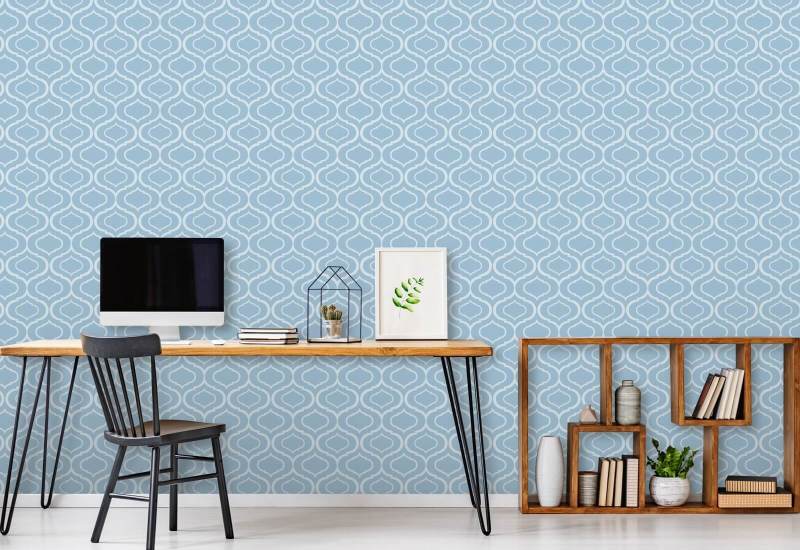 Simple Ogee Blå Retro tapet 