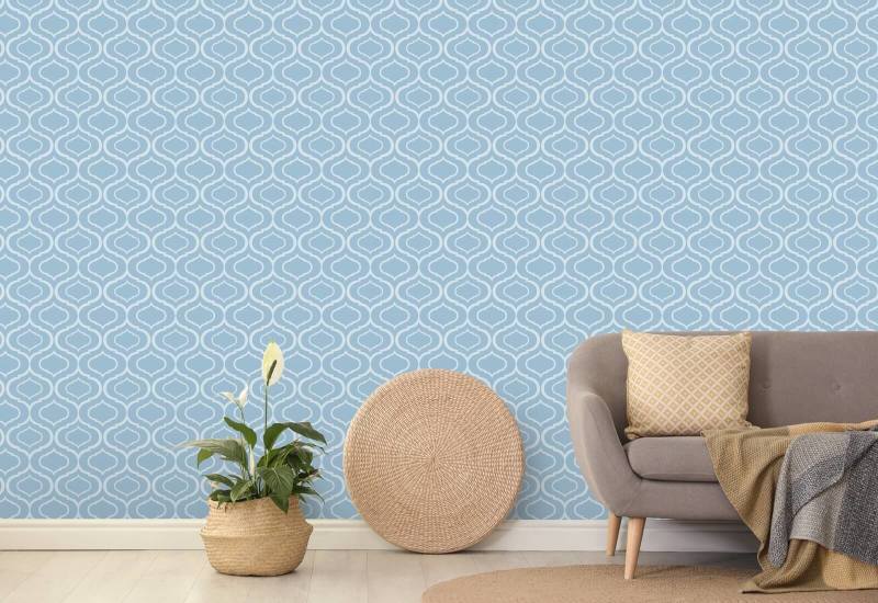 Simple Ogee Blau Retro-Tapete 