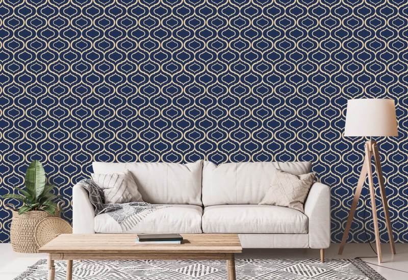Eenvoudig Ogee Dark Retro behang 