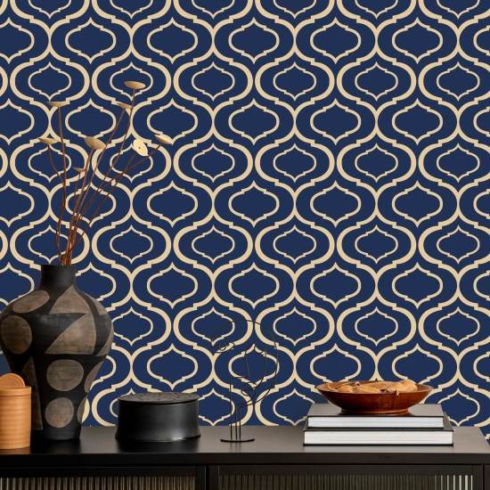 Eenvoudig Ogee Dark Retro behang 