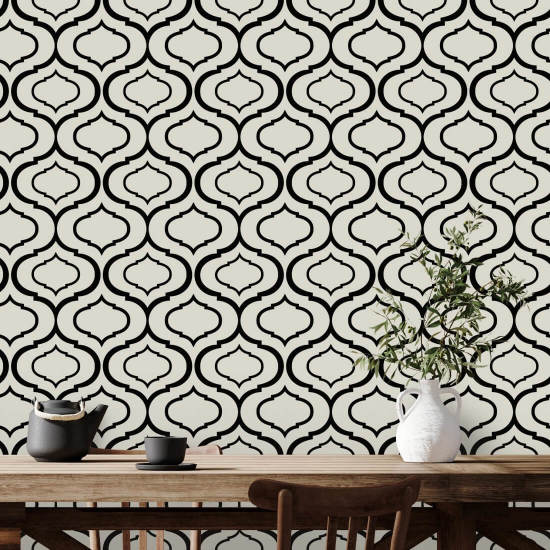 Monochrome Simple Ogee Papier peint à motifs