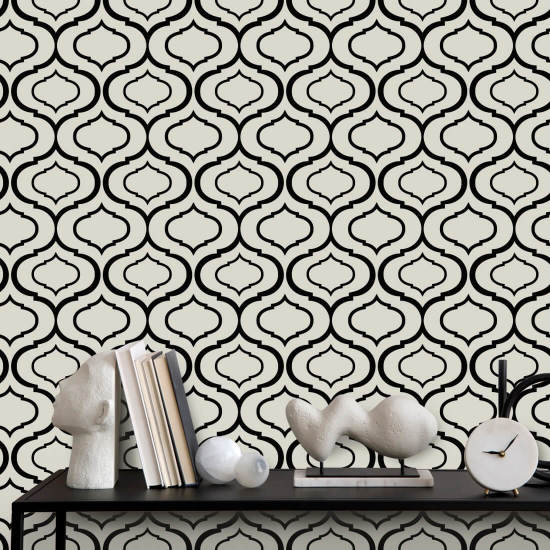 Simple Ogee Monochrome Pattern Wallpaper