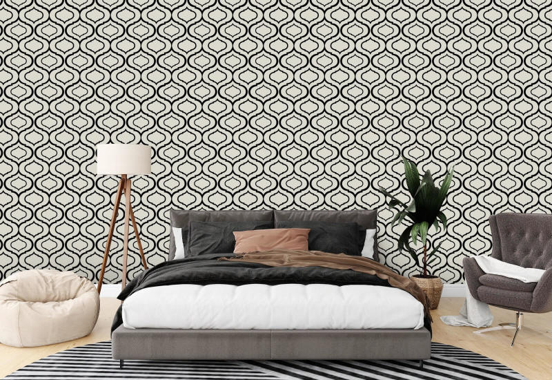 Simple Ogee Monochrome Pattern Wallpaper