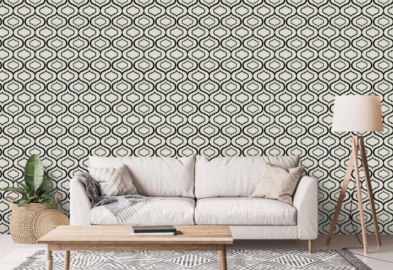 Simple Ogee Monochrome Pattern Wallpaper