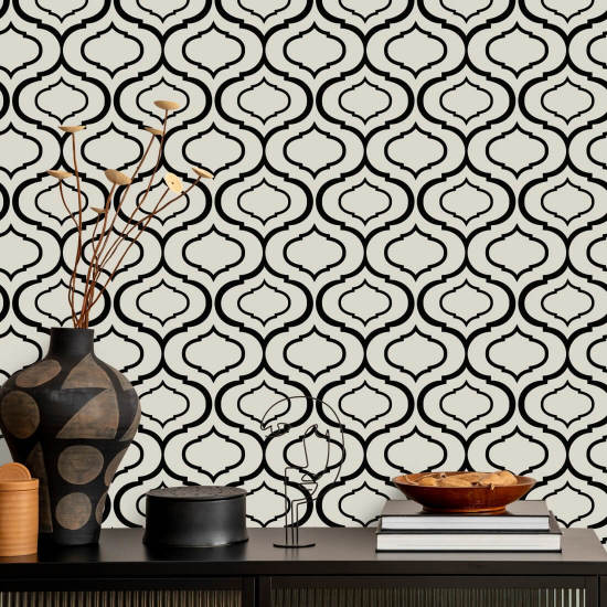 Simple Ogee Monochrome Pattern Wallpaper