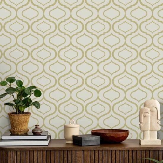 Simple Ogee Neutral Retro Wallpaper 