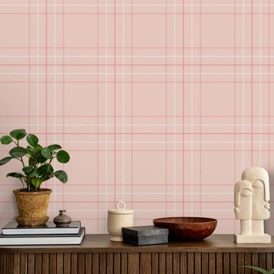 Tattersall Tartan IV Rosa rutete bakgrunn