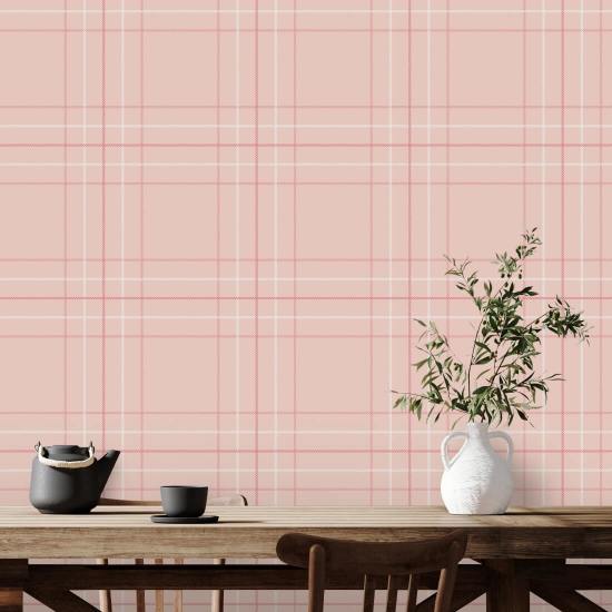 Tattersall Tartan IV Rosa pläd tapet