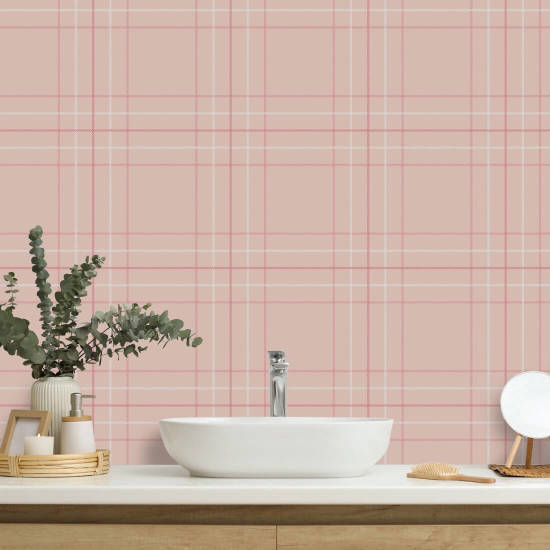 Tattersall Tartan IV Roze geruite achtergrond