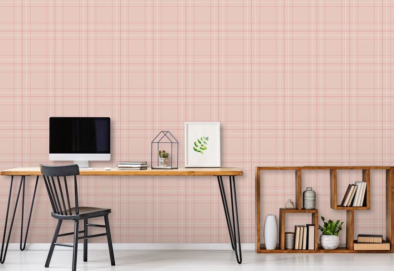 Tattersall Tartan IV Papel de parede xadrez rosa