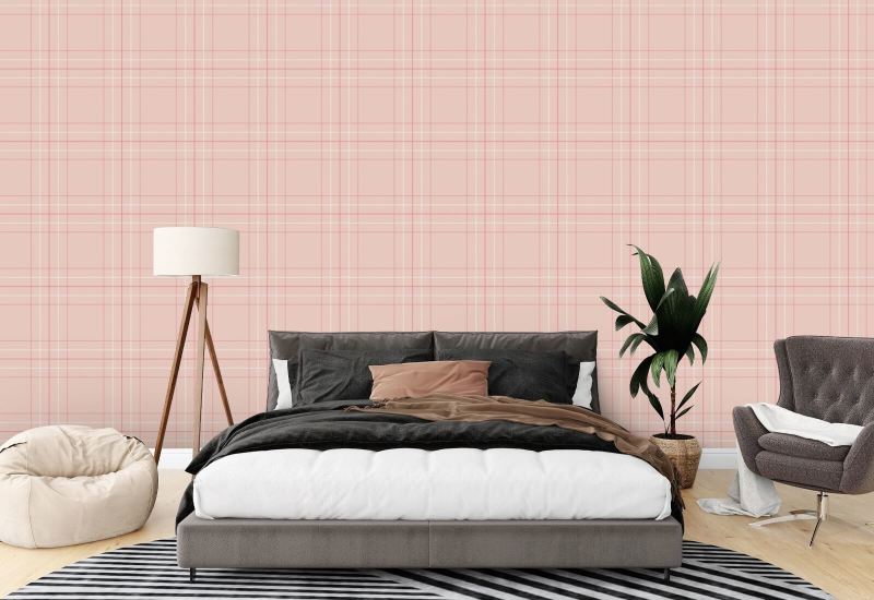 Tattersall Tartan IV Rosa rutete bakgrunn
