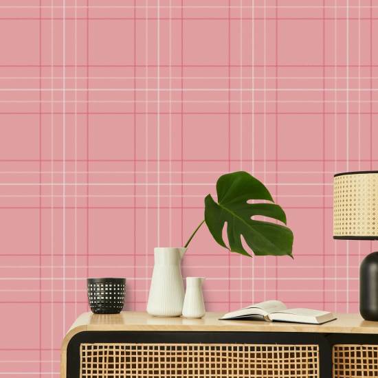 Tattersall Tartan V Pink Wallpaper