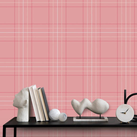 Tattersall Tartan V Roze behang