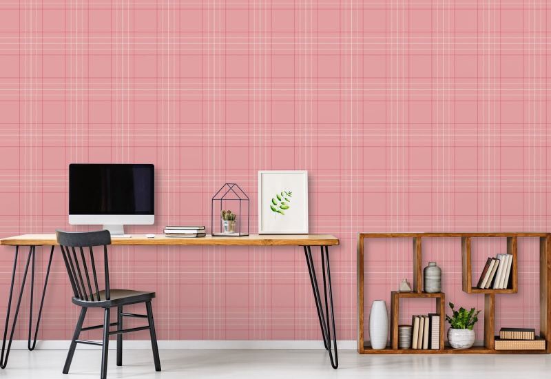 Tattersall Tartan V Roze behang