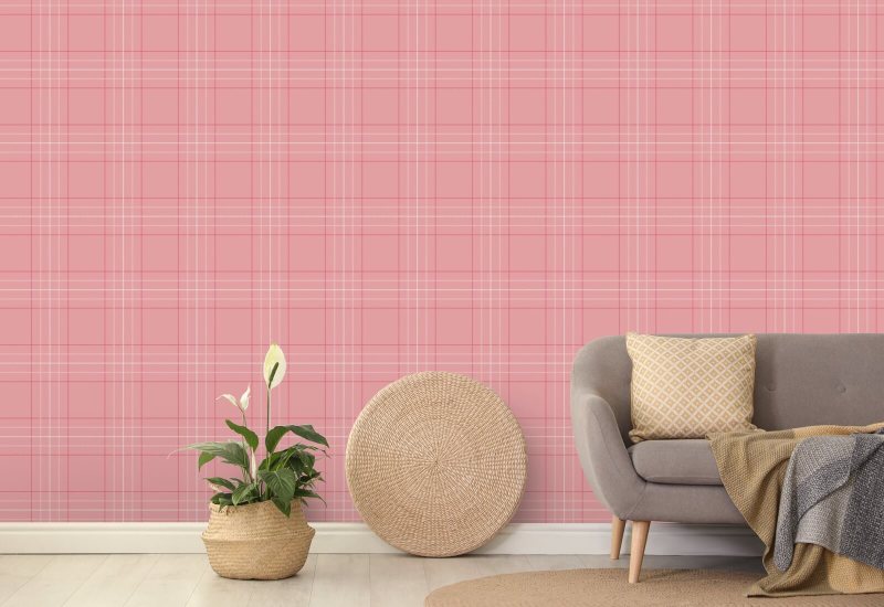 Tattersall Tartan V Lyserød tapet