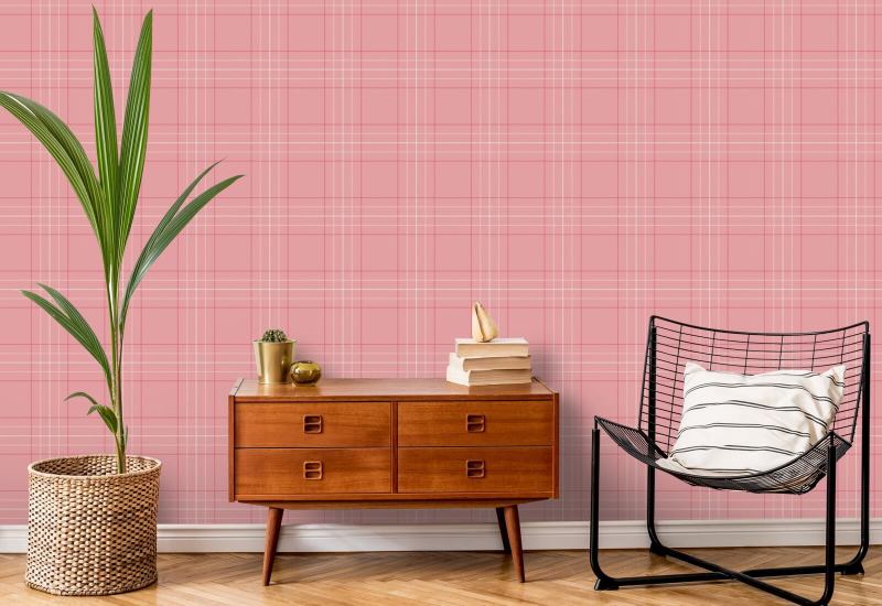 Tattersall Tartan V Carta da parati rosa
