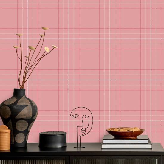 Tattersall Tartan V Rosa Bakgrund