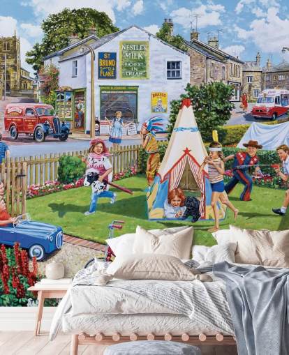 Fond d'écran enfance des années 1960 jouant dans le jardin