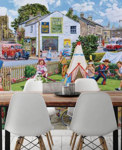 1960s childhood playing in the front garden wallpaper