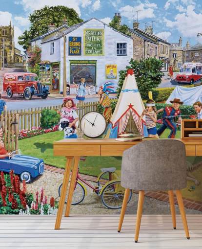 Cowboys and Indians Village Wallpaper