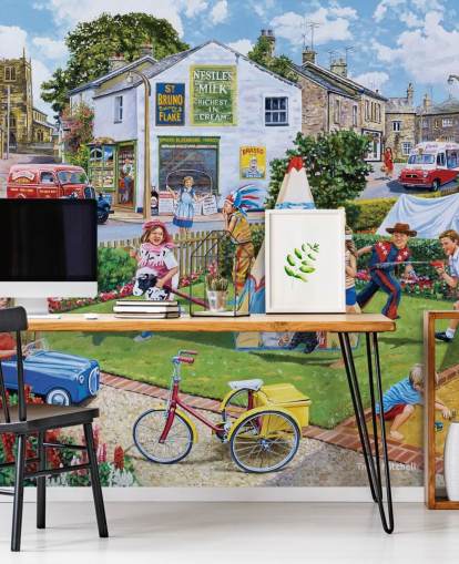 Cowboys and Indians Village Wallpaper