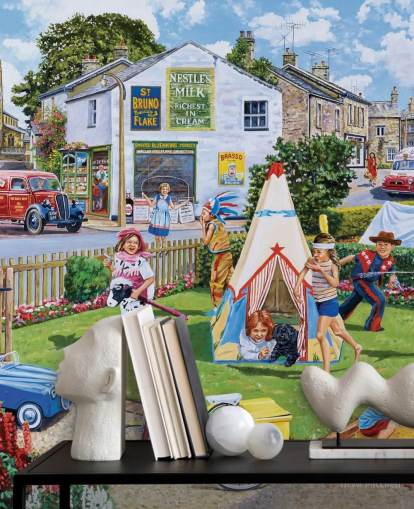 1960s childhood playing in the front garden wallpaper