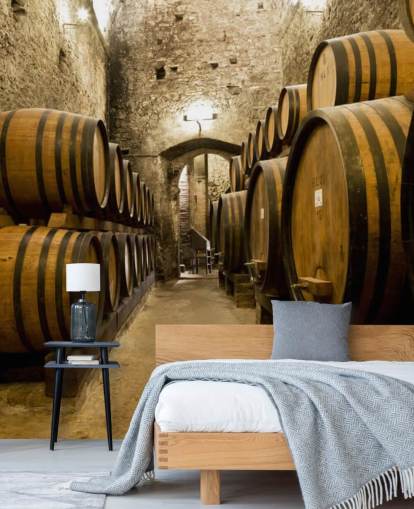 Papier Peint Fresque Barils de Vin dans l'ancienne Cave