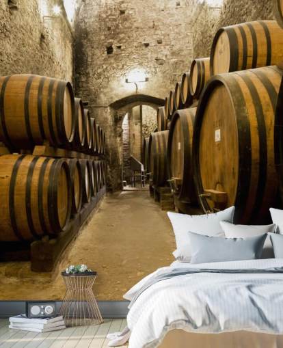 Papel pintado Barriles de vino en la antigua bodega