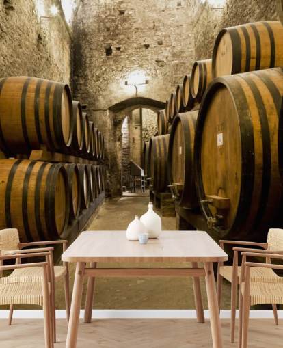 Wine Barrels in the old Cellar Wallpaper Mural