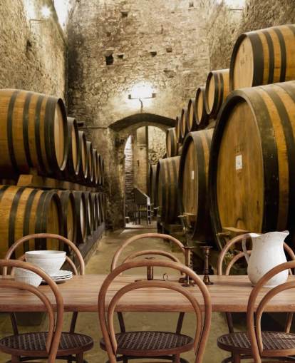 Wine Barrels in the old Cellar Wallpaper Mural