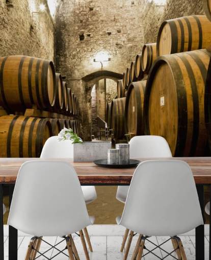 Wine Barrels in the old Cellar Wallpaper Mural