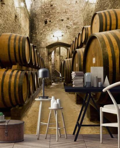 Papel pintado Barriles de vino en la antigua bodega Papel pintado Barriles de vino en la antigua bodega