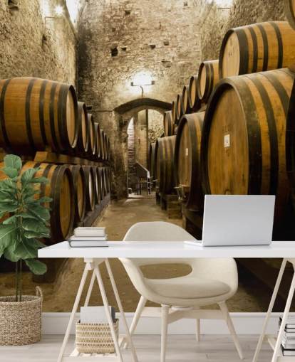 Papel pintado Barriles de vino en la antigua bodega
