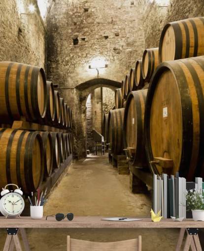 Wine Barrels in the old Cellar Wallpaper Mural