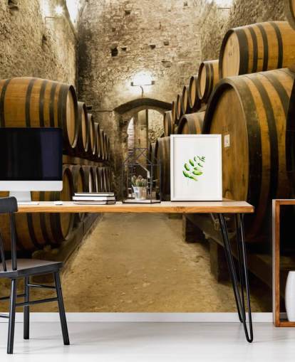 Wine Barrels in the old Cellar Wallpaper Mural Wine Barrels in the old Cellar Wallpaper Mural