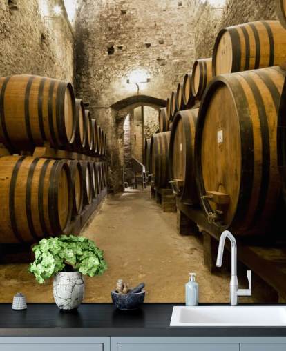 Wine Barrels in the old Cellar Wallpaper Mural Wine Barrels in the old Cellar Wallpaper Mural